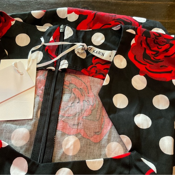 Grace Karin Black and Red Floral Polka Dot Midi Dress - Picture 5 of 9